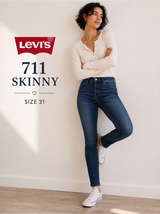 Levi's Denim - Levi’s 711 Skinny Jeans Sz 31 Mid Rise Stretch Denim Classic Blue